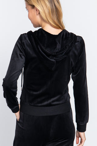 Long Sleeve Velour Hoodie Zip Up Jacket Long Sleeve Velour Hoodie Zip Up Jacket