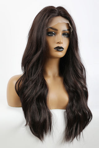 13*2" Lace Front Wigs Synthetic Long Wave 26" Heat Safe 150% Density in Brown 13*2" Lace Front Wigs Synthetic Long Wave 26" Heat Safe 150% Density in Brown