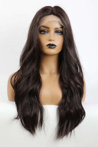 13*2" Lace Front Wigs Synthetic Long Wave 26" Heat Safe 150% Density in Brown 13*2" Lace Front Wigs Synthetic Long Wave 26" Heat Safe 150% Density in Brown