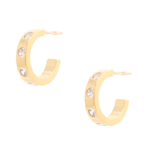 14k Rhinestone Hoop Gold Dipped Earring 14k Rhinestone Hoop Gold Dipped Earring