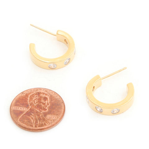 14k Rhinestone Hoop Gold Dipped Earring 14k Rhinestone Hoop Gold Dipped Earring