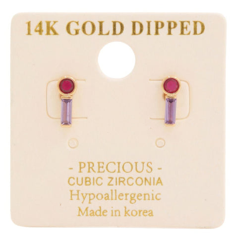 14k Gold Dipped Cz Stone Stud Earring 14k Gold Dipped Cz Stone Stud Earring