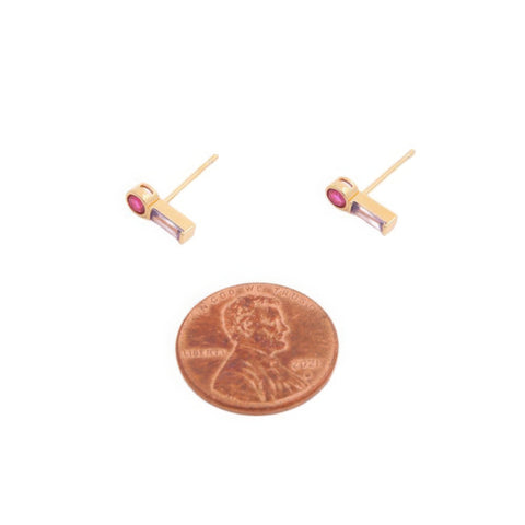 14k Gold Dipped Cz Stone Stud Earring 14k Gold Dipped Cz Stone Stud Earring
