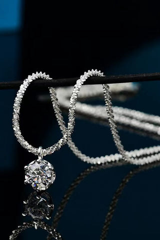 1 Carat Moissanite 925 Sterling Silver Necklace 1 Carat Moissanite 925 Sterling Silver Necklace