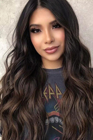 13*2" Lace Front Wigs Synthetic Long Wave 26" Heat Safe 150% Density in Brown 13*2" Lace Front Wigs Synthetic Long Wave 26" Heat Safe 150% Density in Brown