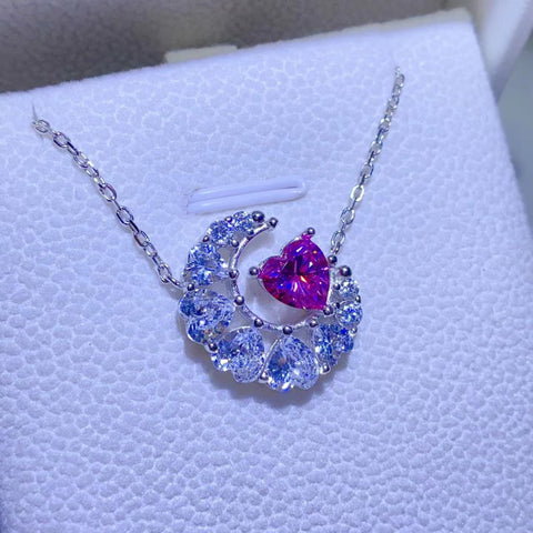 1 Carat Moissanite 925 Sterling Silver Heart Necklace 1 Carat Moissanite 925 Sterling Silver Heart Necklace