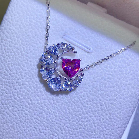 1 Carat Moissanite 925 Sterling Silver Heart Necklace 1 Carat Moissanite 925 Sterling Silver Heart Necklace