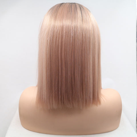 13*3" Lace Front Wigs Synthetic Mid-length Straight 12" 130% Density 13*3" Lace Front Wigs Synthetic Mid-length Straight 12" 130% Density
