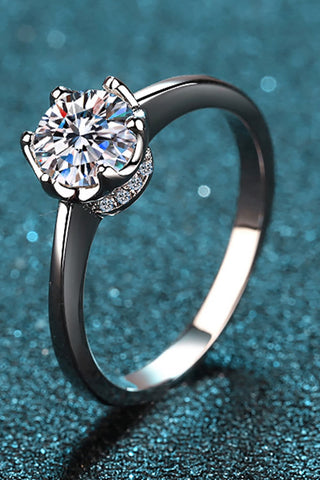 1 Carat Moissanite Rhodium-Plated Solitaire Ring 1 Carat Moissanite Rhodium-Plated Solitaire Ring
