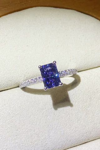1 Carat Moissanite 925 Sterling Silver Rectangle Ring in Blue 1 Carat Moissanite 925 Sterling Silver Rectangle Ring in Blue
