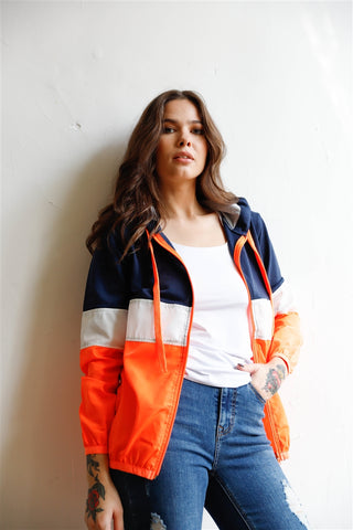 Colorblock Zip-up Hooded Wind Jacket Colorblock Zip-up Hooded Wind Jacket