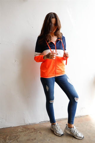 Colorblock Zip-up Hooded Wind Jacket Colorblock Zip-up Hooded Wind Jacket