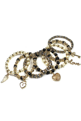 Crystal Pearl Ball Bead Stretch Bracelet Set Crystal Pearl Ball Bead Stretch Bracelet Set