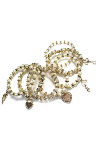Crystal Pearl Ball Bead Stretch Bracelet Set Crystal Pearl Ball Bead Stretch Bracelet Set