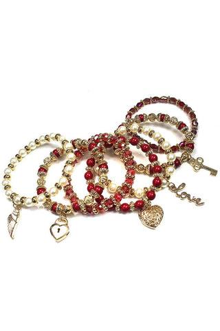 Crystal Pearl Ball Bead Stretch Bracelet Set Crystal Pearl Ball Bead Stretch Bracelet Set