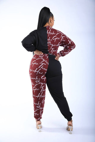 Color Blocked Lace Up Front Jogger Set Color Blocked Lace Up Front Jogger Set