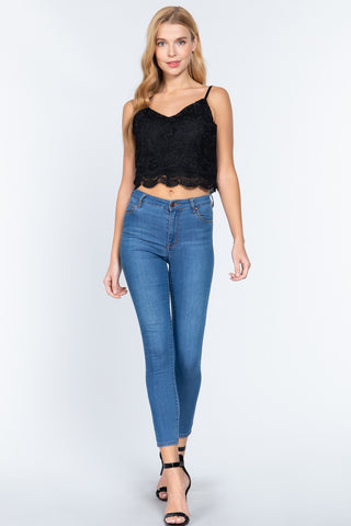 Crochet Lace Cami Woven Top Crochet Lace Cami Woven Top