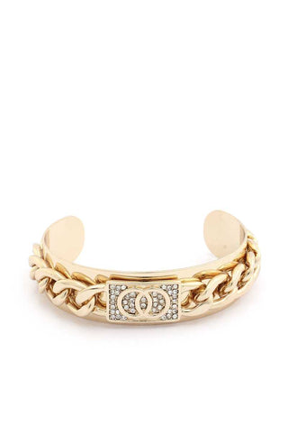 Double Circle Rhinestone Cuban Link Cuff Bracelet Double Circle Rhinestone Cuban Link Cuff Bracelet