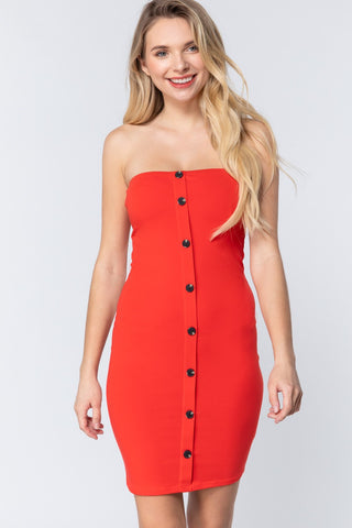 Button Down Tube Mini Dress Button Down Tube Mini Dress