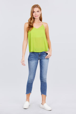 Double V-neck Cami Woven Top Double V-neck Cami Woven Top