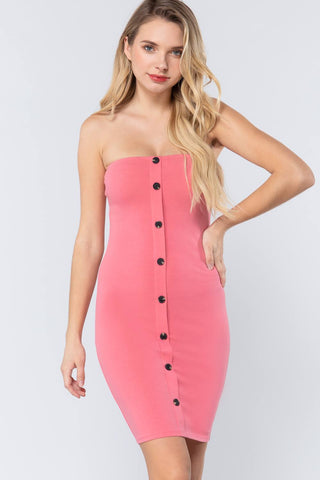 Button Down Tube Mini Dress Button Down Tube Mini Dress