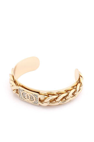Double Circle Rhinestone Cuban Link Cuff Bracelet Double Circle Rhinestone Cuban Link Cuff Bracelet