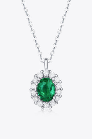 1.5 Carat Lab-Grown Emerald 925 Sterling Silver Necklace 1.5 Carat Lab-Grown Emerald 925 Sterling Silver Necklace