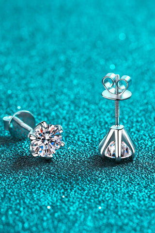 1 Carat Moissanite Rhodium-Plated Stud Earrings 1 Carat Moissanite Rhodium-Plated Stud Earrings
