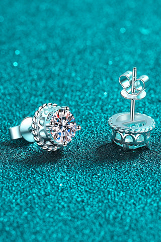 1 Carat Moissanite Rhodium-Plated Round Stud Earrings 1 Carat Moissanite Rhodium-Plated Round Stud Earrings