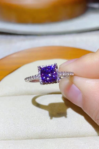 1 Carat Moissanite Platinum-Plated Square Ring 1 Carat Moissanite Platinum-Plated Square Ring