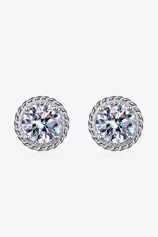 1 Carat Moissanite Rhodium-Plated Round Stud Earrings 1 Carat Moissanite Rhodium-Plated Round Stud Earrings