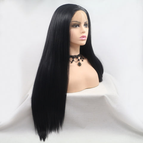 13*3" Lace Front Wigs Synthetic Long Straight 24" 130% Density 13*3" Lace Front Wigs Synthetic Long Straight 24" 130% Density