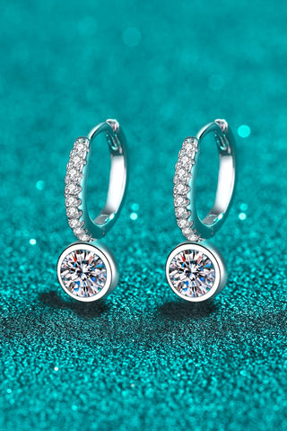 1 Carat Moissanite Rhodium-Plated Drop Earrings 1 Carat Moissanite Rhodium-Plated Drop Earrings