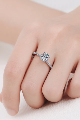 1 Carat Moissanite Rhodium-Plated Side Stone Ring 1 Carat Moissanite Rhodium-Plated Side Stone Ring