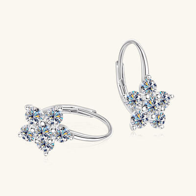 1.2 Carat 925 Sterling Silver Moissanite Flower Huggie Earrings 1.2 Carat 925 Sterling Silver Moissanite Flower Huggie Earrings