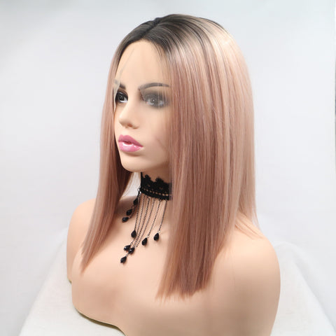 13*3" Lace Front Wigs Synthetic Mid-length Straight 12" 130% Density 13*3" Lace Front Wigs Synthetic Mid-length Straight 12" 130% Density