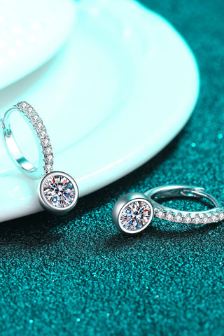 1 Carat Moissanite Rhodium-Plated Drop Earrings 1 Carat Moissanite Rhodium-Plated Drop Earrings