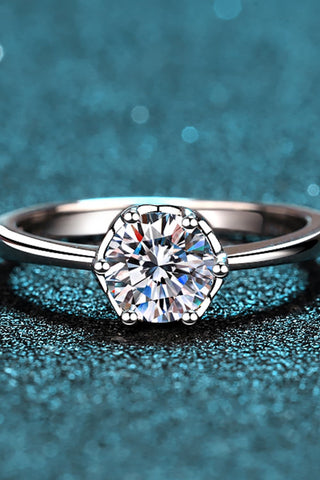 1 Carat Moissanite Rhodium-Plated Solitaire Ring 1 Carat Moissanite Rhodium-Plated Solitaire Ring