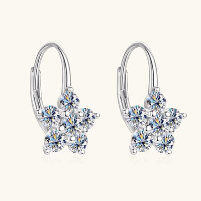 1.2 Carat 925 Sterling Silver Moissanite Flower Huggie Earrings 1.2 Carat 925 Sterling Silver Moissanite Flower Huggie Earrings