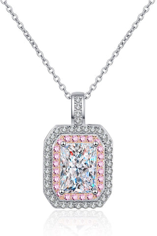 1 Carat Moissanite Geometric Pendant Chain Necklace 1 Carat Moissanite Geometric Pendant Chain Necklace