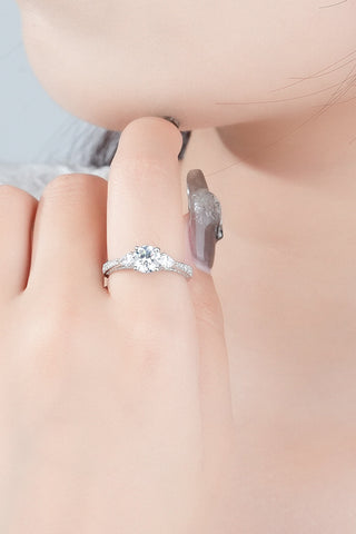 1 Carat Moissanite 4-Prong Side Stone Ring 1 Carat Moissanite 4-Prong Side Stone Ring