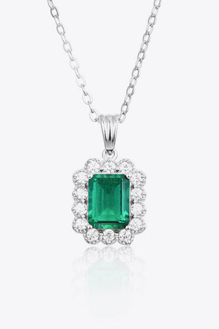 1.5 Carat Lab-Grown Emerald Pendant 925 Sterling Silver Necklace 1.5 Carat Lab-Grown Emerald Pendant 925 Sterling Silver Necklace
