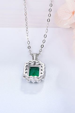 1.5 Carat Lab-Grown Emerald Pendant 925 Sterling Silver Necklace 1.5 Carat Lab-Grown Emerald Pendant 925 Sterling Silver Necklace