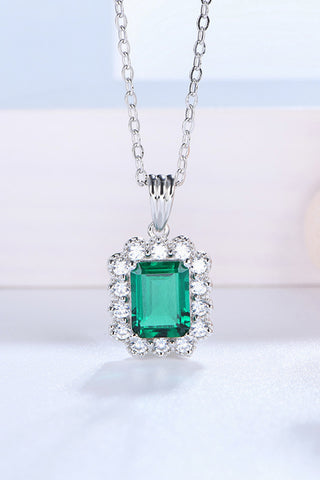 1.5 Carat Lab-Grown Emerald Pendant 925 Sterling Silver Necklace 1.5 Carat Lab-Grown Emerald Pendant 925 Sterling Silver Necklace