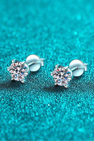 1 Carat Moissanite Rhodium-Plated Stud Earrings 1 Carat Moissanite Rhodium-Plated Stud Earrings
