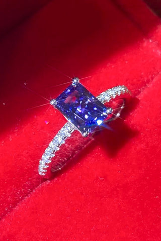 1 Carat Moissanite 925 Sterling Silver Rectangle Ring in Blue 1 Carat Moissanite 925 Sterling Silver Rectangle Ring in Blue