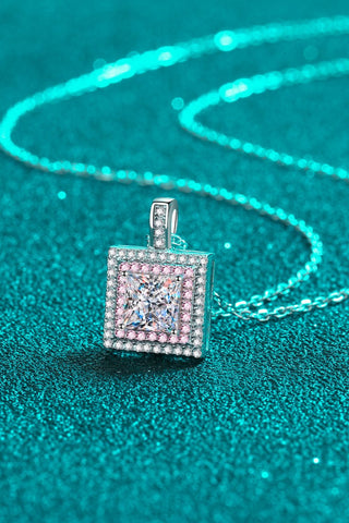 1 Carat Moissanite Square Pendant Chain Necklace 1 Carat Moissanite Square Pendant Chain Necklace