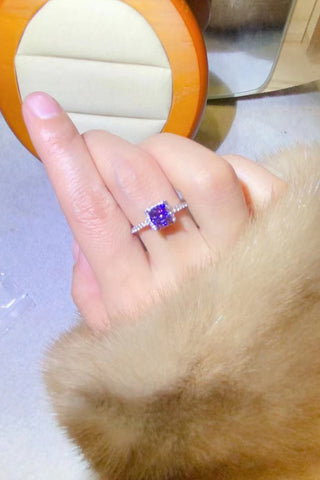 1 Carat Moissanite Platinum-Plated Square Ring 1 Carat Moissanite Platinum-Plated Square Ring