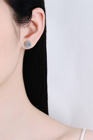 1 Carat Moissanite Rhodium-Plated Round Stud Earrings 1 Carat Moissanite Rhodium-Plated Round Stud Earrings