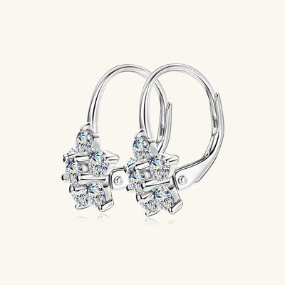 1.2 Carat 925 Sterling Silver Moissanite Flower Huggie Earrings 1.2 Carat 925 Sterling Silver Moissanite Flower Huggie Earrings
